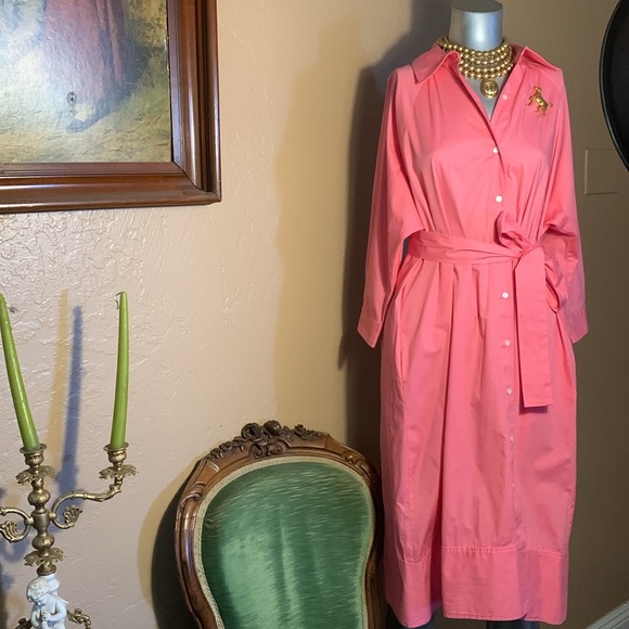 Natori Cotton/Spandex Button Down Pink Dress.  Sz S - Picture 4 of 7